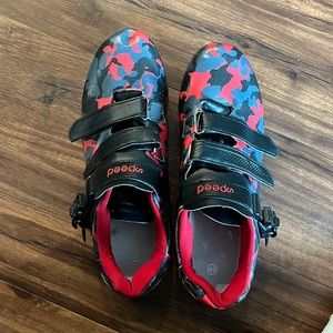 Indoor cycling shoes in used with the peloton.